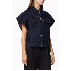 DRIES VAN NOTEN Vassie Short Jacket / Size 36 / Indigo Blue Jean Oversized